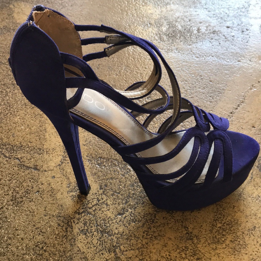 Aldo Purple/Deep Blue Suede Strappy Heels